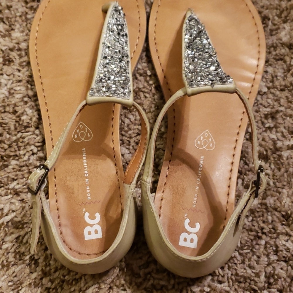 Glitter Encrusted T-Strap Sandals - Picture 3 of 5